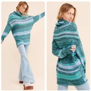 NWT Free People Alpaca Candy Stripe Tunic Sweater in Waterfalls Combo